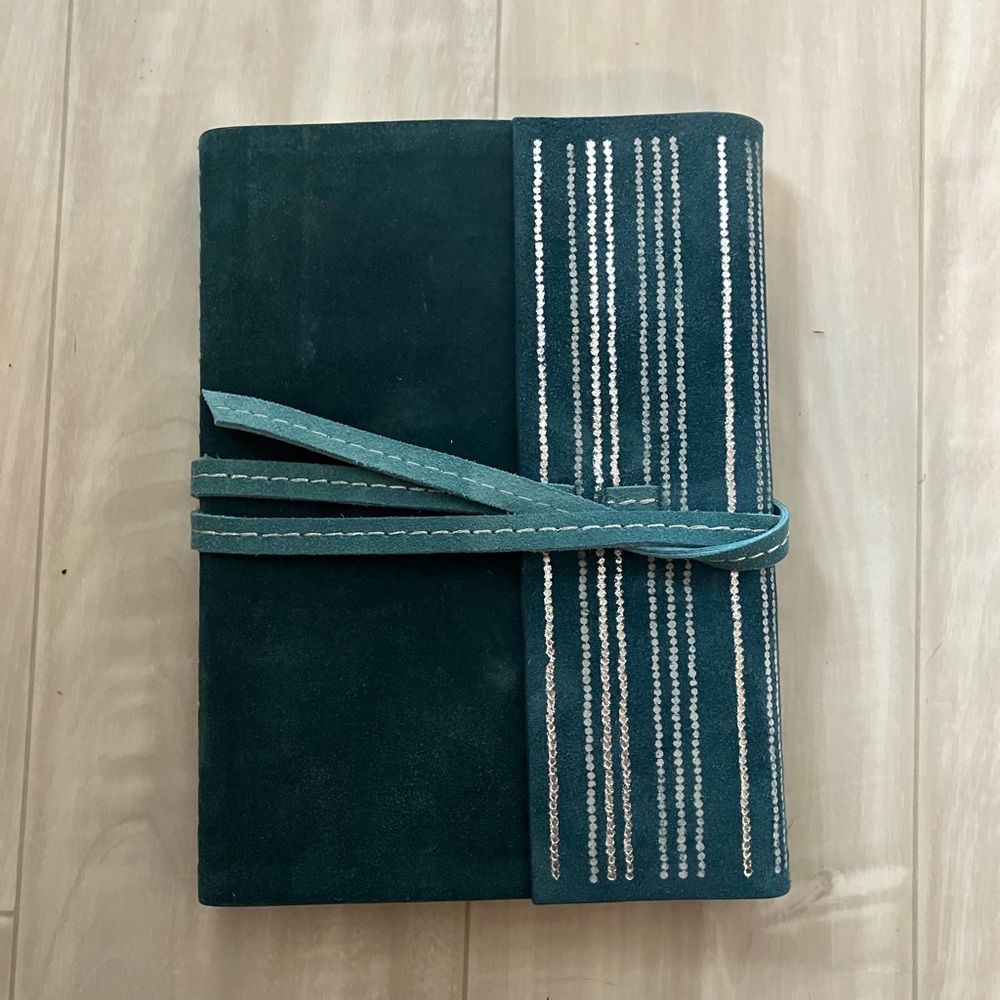 Anthropologie Teal and Silver Striped Journal